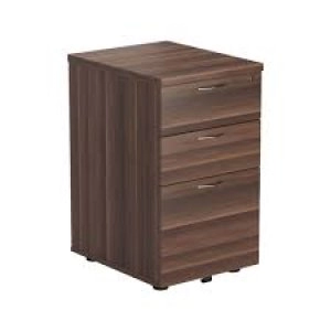 Image of FF Jemini Walnut 3 Drawer Tall Mobile Pedestal KF78946