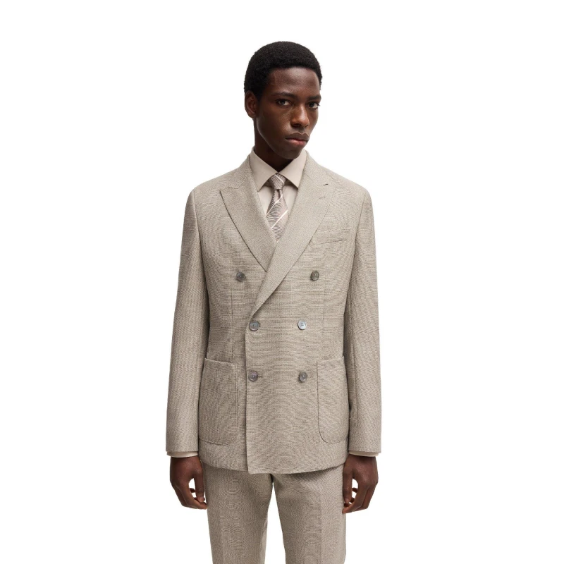 Image of Boss Mens C Huge Double Breasted Formal Jacket Light Beige male 42 (52)