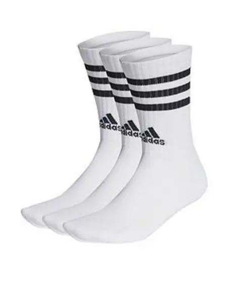 Image of adidas Cushioned 3 Stripe Crew Sock 3 Pack Juniors - Size C8 - C13