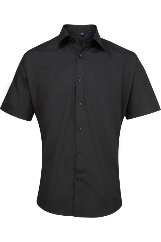 Image of Premier Premier Men Supreme Heavy Poplin Short Sleeve Work Shirt in Black One Size Male 5054171152841