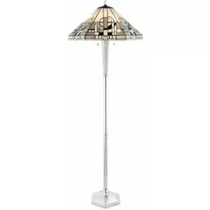 Image of Loops - 1.6m Tiffany Multi Light Floor Lamp Aluminium & Stained Glass Shade i00022