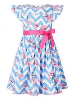 Image of Monsoon Girls S.E.W. Adrienne Flamingo Dress - Blue