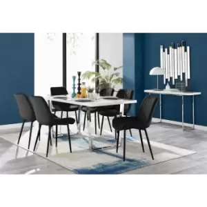 Image of Kylo White High Gloss Dining Table & 6 Black Pesaro Black Leg Chairs