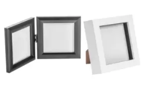 Image of Nicola Spring Box Photo Frames: Two/White/Folding Double Photo Frame - Standing