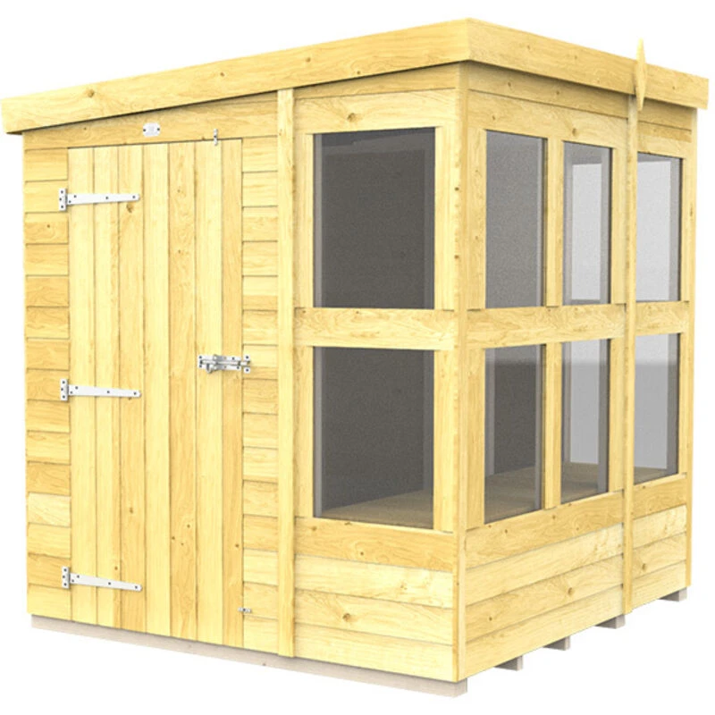 Image of Flat Pack Sheds DIY Sheds 6 x 6 Pent Potting Shed, Brown 6X6PPSFF