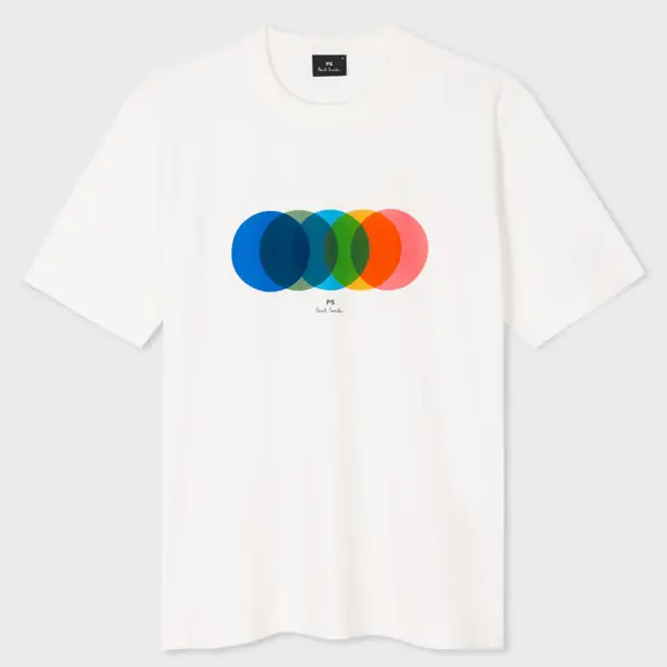 Image of Paul Smith White Organic Cotton 'Circles' Print T-Shirt