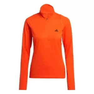 Image of adidas Run Fast Half-Zip Long Sleeve Sweatshirt Womens - Semi Impact Orange