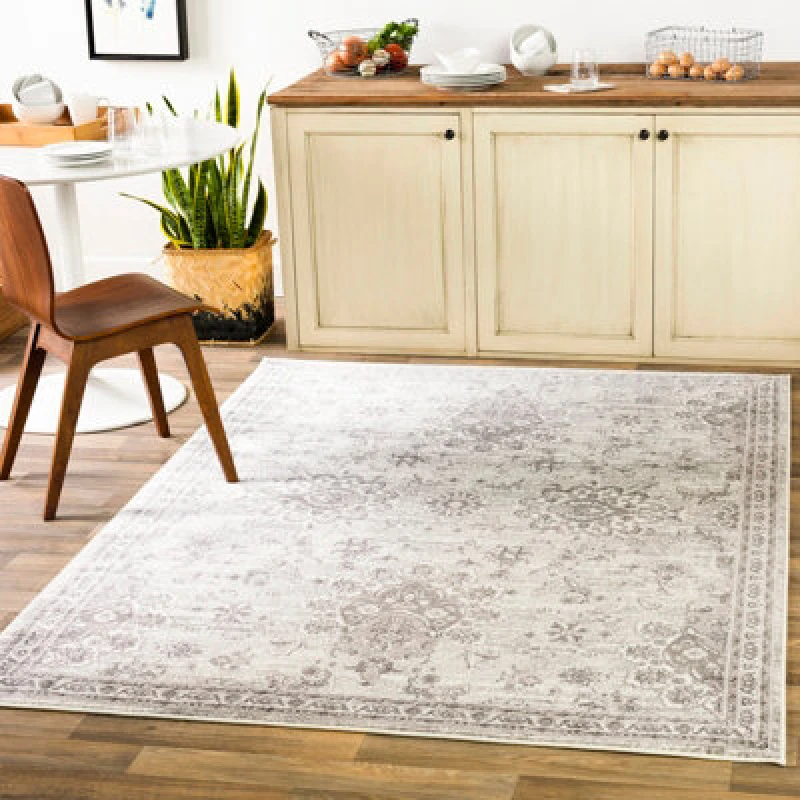 Image of Livabliss Vintage Oriental Boho Light Grey Urmi Area Rug 160 X 220 Cm - Easy Care, Non Shedding, Ideal For Living Room & Bedroom