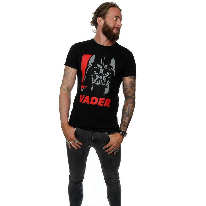 Image of Star Wars Star Wars Men Darth Vader Poster Cotton T-Shirt in Black Size: Small Black S Male 5063377442199