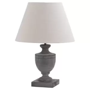 Image of Dark Grey Urn Wooden Table Lamp with Natural Shade