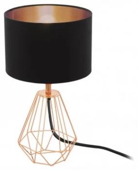 Image of Eglo Carlton Vintage Table Lamp - Copper & Black