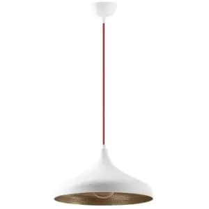 Image of Cristal Model 23 Deco White Dome Pendant Lamp Golden Interior