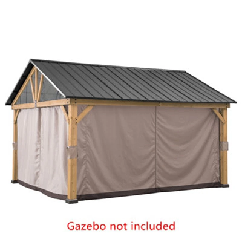 Image of Replacement Curtain For Sunjoy Cedar Wood Gazebo - 465Cm X 404Cm, Khaki