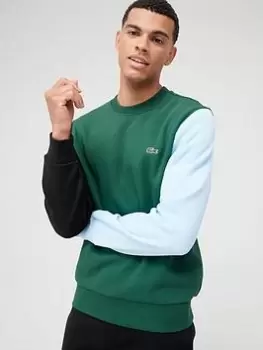 Image of Mens Lacoste Brushed Fleece Sweatshirt Size 9 - 4XL Green / Black / Blue
