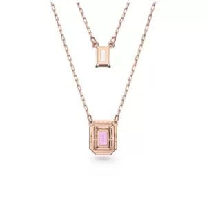 Image of Millenia Layered Octagon Cut Purple Rose Gold-tone Plated Necklace 5640558