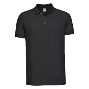 Image of Russell Mens Stretch Short Sleeve Polo Shirt (2XL) (Black)