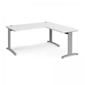 Image of TR10 desk 1600mm x 800mm with 800mm return desk - silver frame and