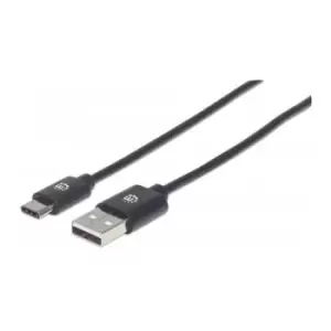 Image of Manhattan USB-C to USB-A Cable 50cm Male to Male Black 480 Mbps (USB 2.0) Equivalent to Startech USB2AC50CM Hi-Speed USB Lifetime Warranty Polybag