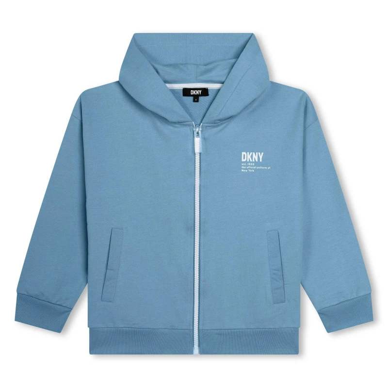 Image of DKNY Logo Zipped Hood Juniors - Blue Blue One Size