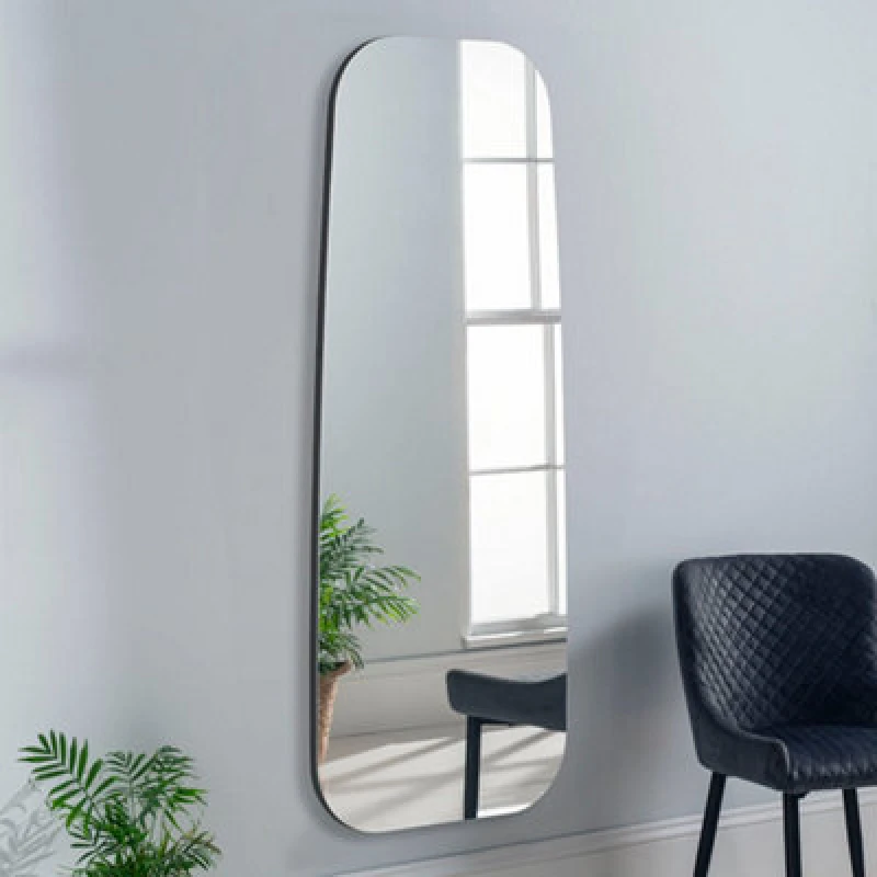 Image of Yearn Mirrors Yearn Mirrors Large Full Length Organic Pebble Mirror in Black One Size Unisex 0716053063779