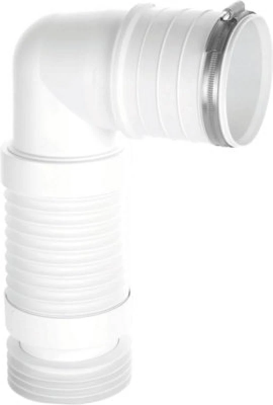 Image of McAlpine Short 90° Bent Back to Wall Flexible WC Connector 4'' WC-CON8F18-BTW White