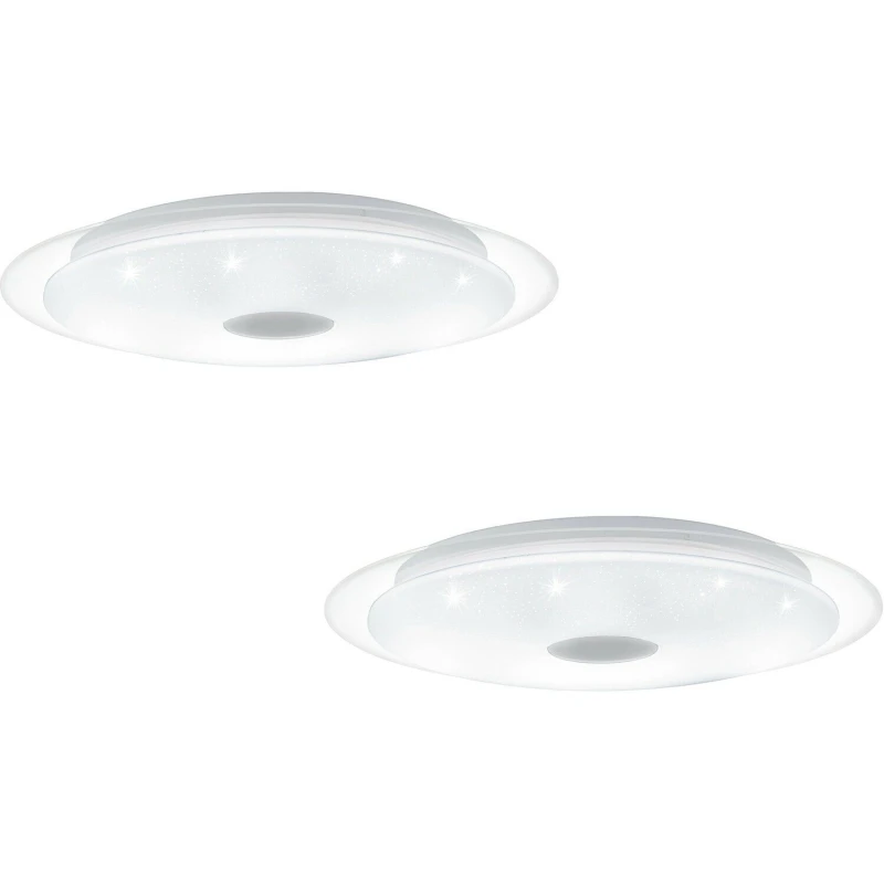 Image of Loops 2 PACK Wall Flush Ceiling Light White Shade White Chrome Crystal Effect LED 24W White