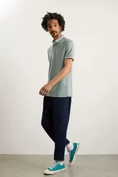 Image of Mens Short Sleeve Jacquard Collar Polo