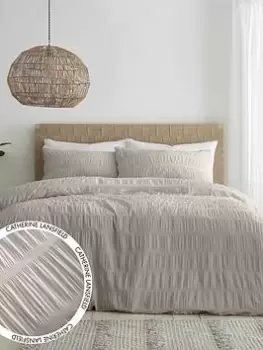Image of Catherine Lansfield Seersucker Duvet Cover Set In Natural