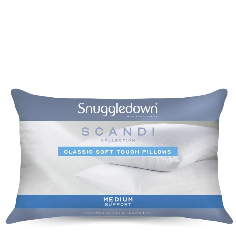 Image of Snuggledown 4 Pack Scandinavian Hollowfibre Medium Support Pillows White unisex