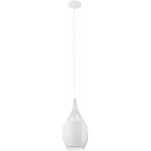 Image of Pendant Light Colour White Shade White Satin Glass Steel Bulb E27 1x60W