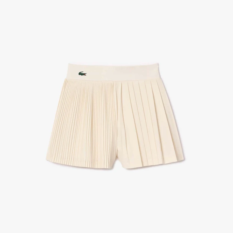Image of Lacoste Pleated Lined Tennis Shorts Cream female 12
