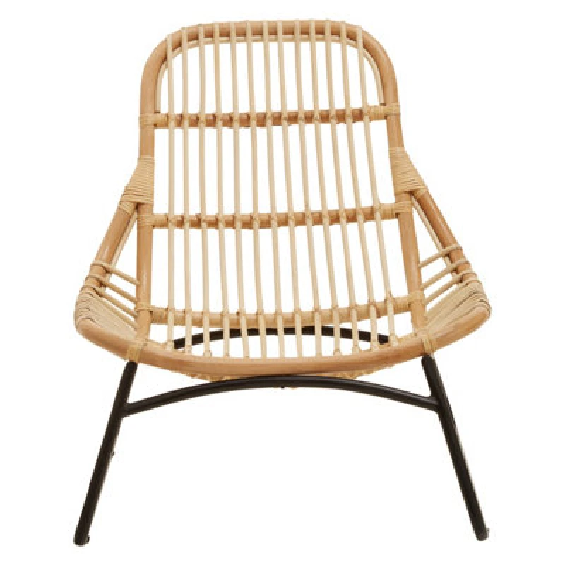 Image of Orsina Wide Brown Natural Rattan Chair, Rattan Dining Chair For Outdoor, Rattan Patio Chair, Wood Reclined Chair