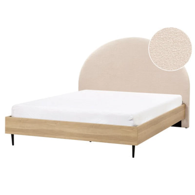 Image of Beliani Bed Boucle Millay 160 X 200 Cm (Eu King Size) Beige