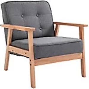 Image of HOMCOM Accent Chair Wood, Grey Linen, Beech, Sponge 833-664V70