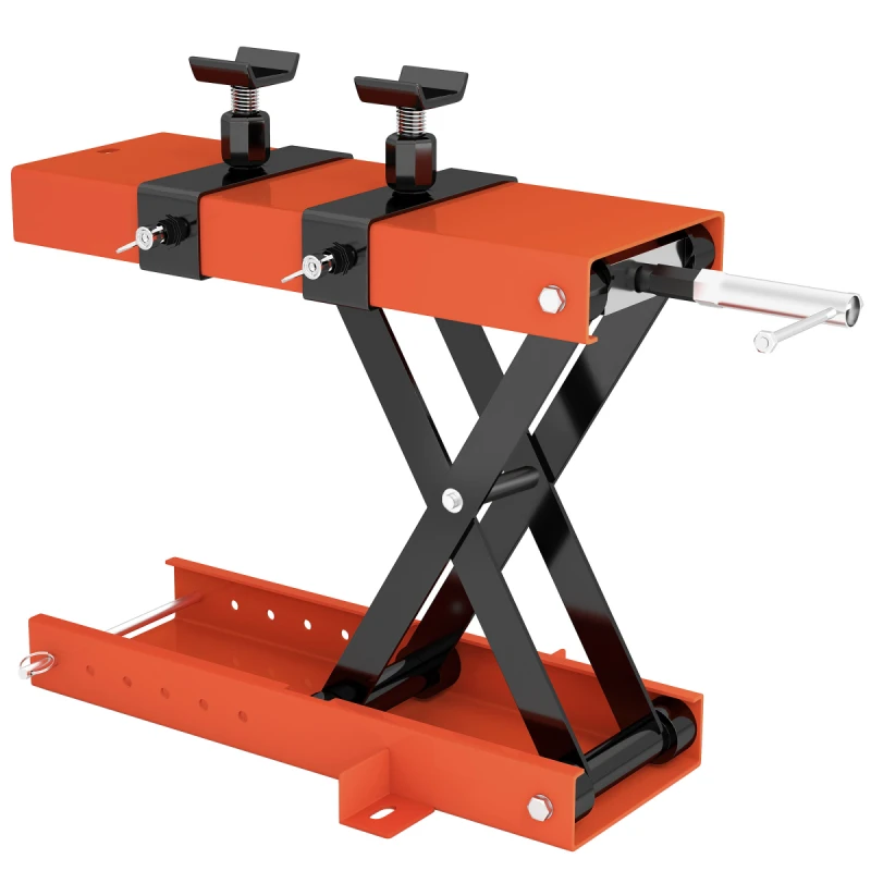 Image of HOMCOM HOMCOM 500kg Motorcycle Scissor Lift Jack, Steel Motorbike Lifting Stand in Orange Orange One Size Unisex 5063603993174