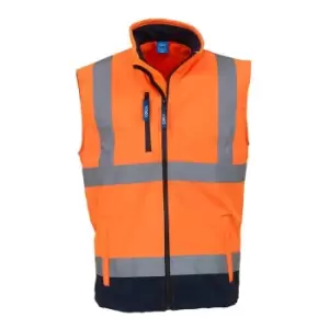 Image of Yoko Mens Hi Vis Softshell Bodywarmer / Workwear (M) (Hi Vis Orange/Navy)