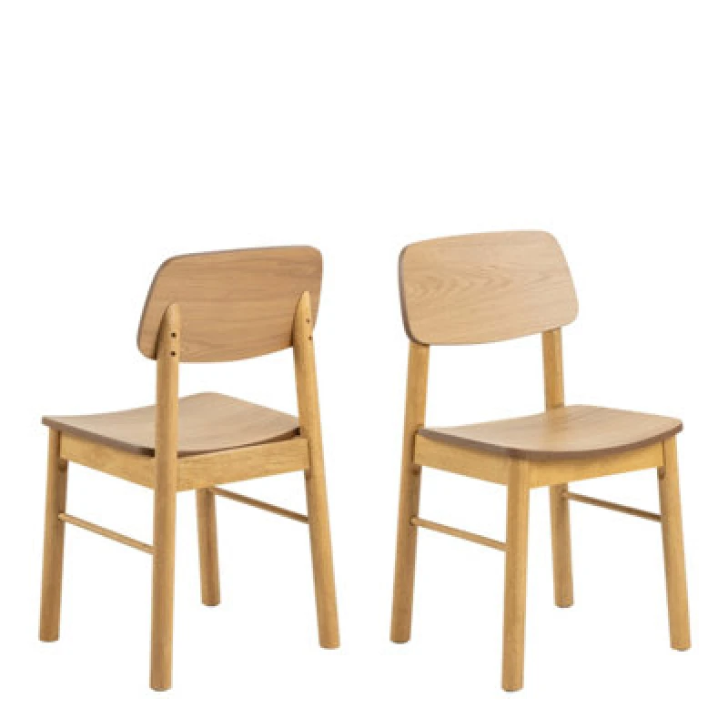 Image of Furniture To Go Barlow Dining Chair In Matt Oak Set Of 2