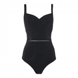 Image of Jets Mesh Panel Swimsuit - BLACK