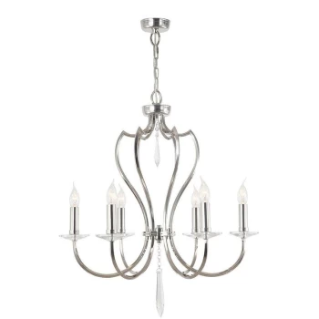 Image of Pimlico - 6 Light Chandelier Polished Nickel Finish, E14 - Elstead