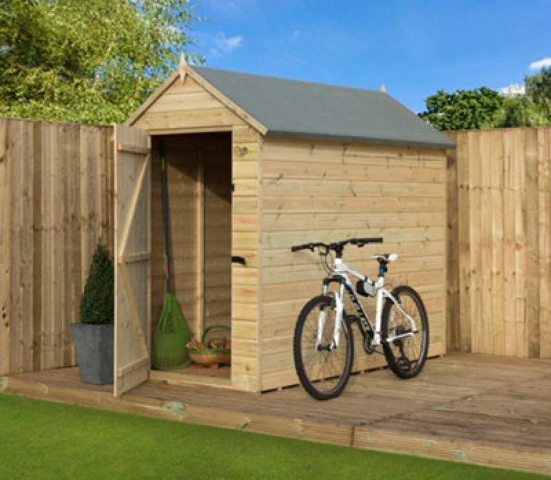 Image of Empire Sheds Empire 8000 Premier Apex Shed 4X6 Pressure Treated Tongue And Groove Wooden Garden Shed (4' X 6' / 4ft X Ft) (4X6)