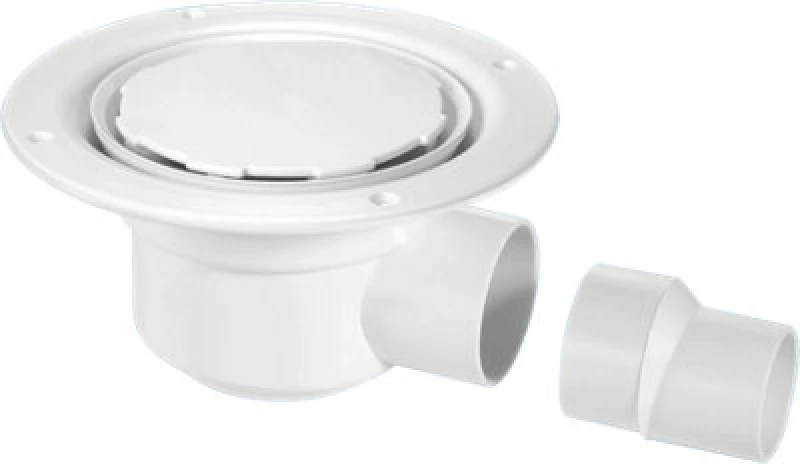 Image of Mcalpine Tsg50Wh-Nsc 50mm Water Seal Trapped Gully, Clamp Ring And Cover Plate, 2" Horizontal Outlet And 2" X 1" Socket Reducer