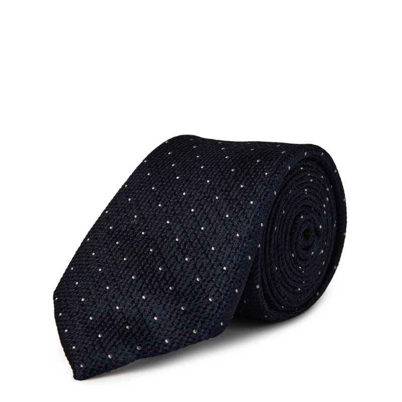 Image of Haines and Bonner Silk Spot Tie - Blue Blue One Size
