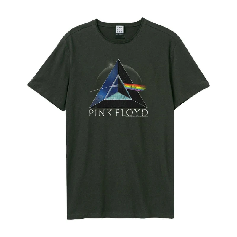 Image of Amplified Amplified Men Pyramid Keleidoscope Pink Floyd T-Shirt in Charcoal Size: Small Charcoal S Male 5063470007325