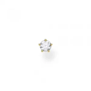 Image of THOMAS SABO Gold Plated Five Claw Cubic Zirconia Single Stud...