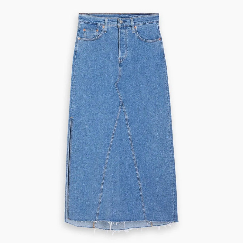 Image of Levis Womens Long Slit Denim Skirt Artist Divided female 25 L32