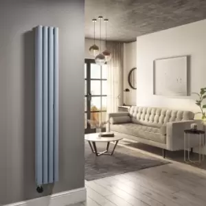 Image of Light Grey Electric Vertical Designer Radiator 1.2kW with WiFi Thermostat - Double Panel H1600xW236mm - IPX4 Bathroom Sa