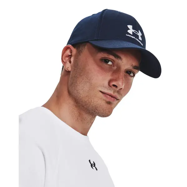 Image of Under Armour Mens Branded Lockup Adjustable Cap One Size Midnight Navy White 1381645-410-ONE