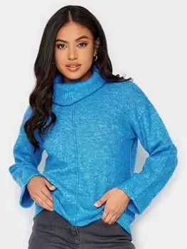 Image of PixieGirl Petite Roll Neck Boxy Jumper, Blue, Size 6-8, Women