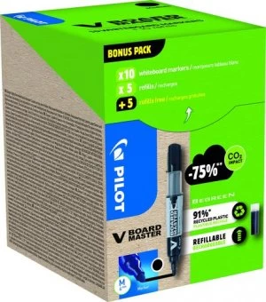 Image of Pilot Greenpack V-Board Master Black 10 Markers and 10 Refills