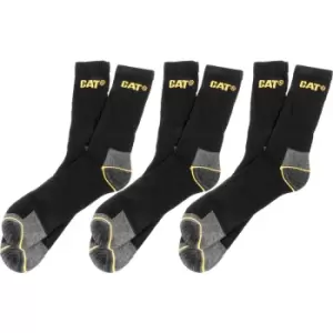 Image of CAT Mens erpillar Crew Socks in Black, Size 11-14 (3 Pairs) Cotton